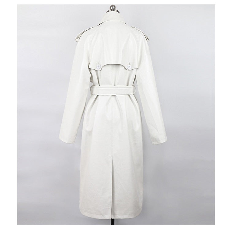 Ultra Ascension Extra Long Oversized Black Faux Leather Trench Coat