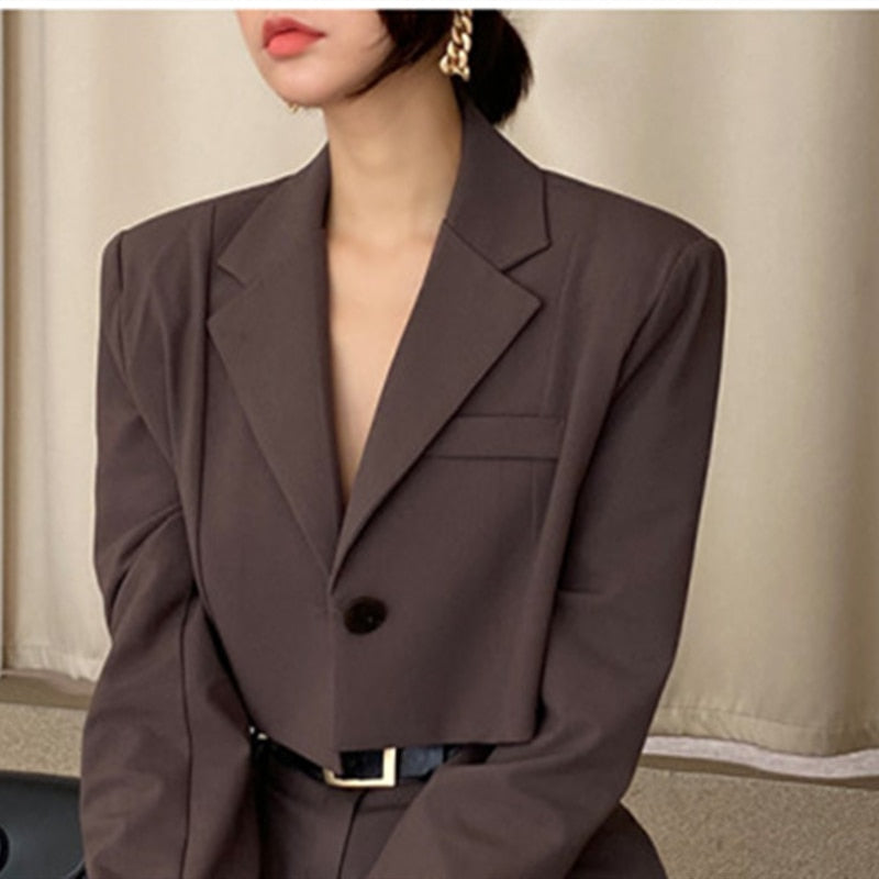 Two-Piece Cropped Vintage Suit Set