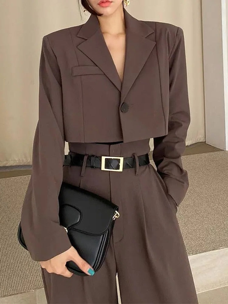 Two-Piece Cropped Vintage Suit Set