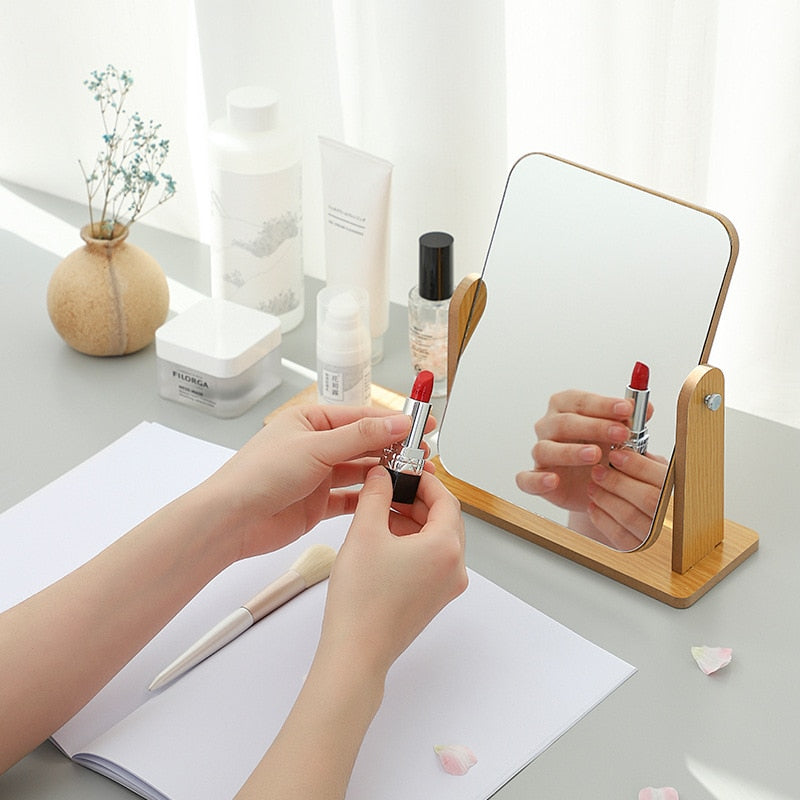 Modern Chic Wooden Desk Makeup Mirror