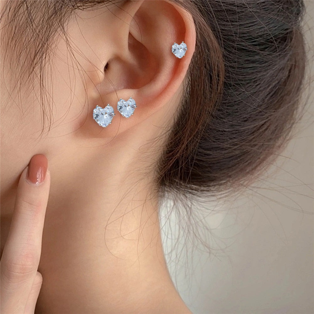 Crystal Magnetic Heart Studded Earrings