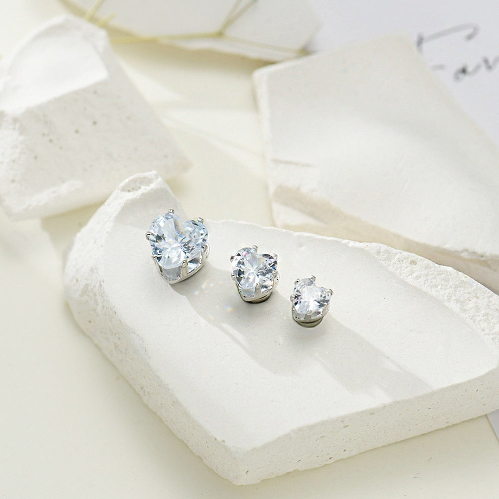 Crystal Magnetic Heart Studded Earrings