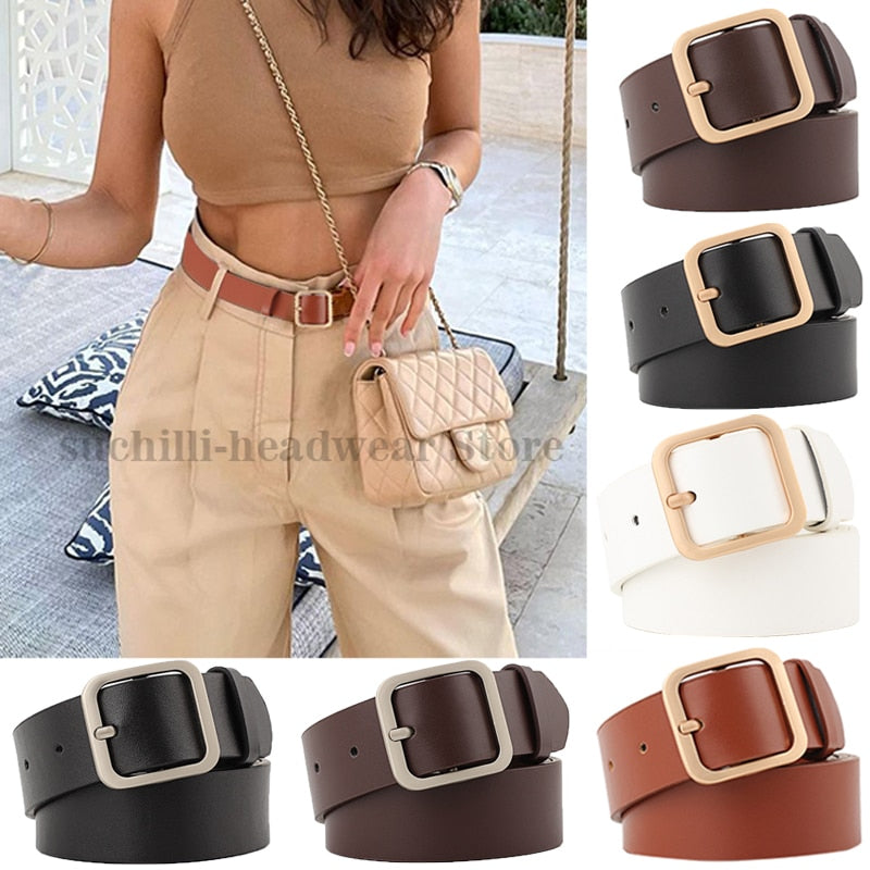 Leather Adjustable Buckle Belt