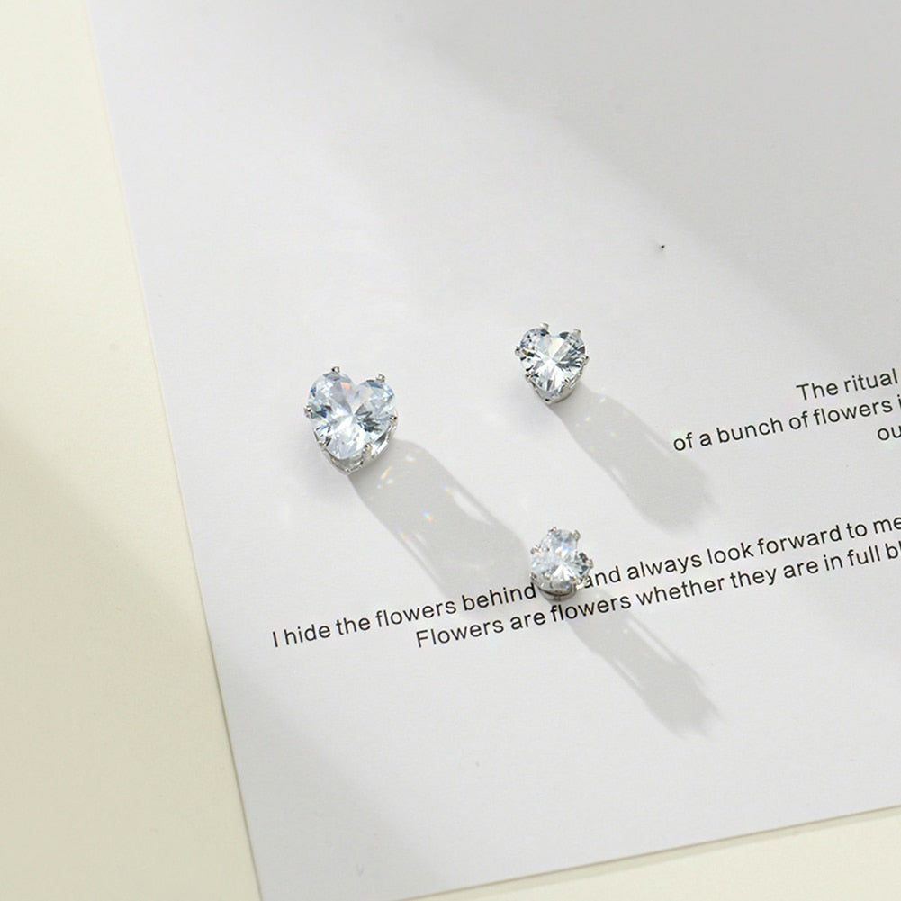 Crystal Magnetic Heart Studded Earrings