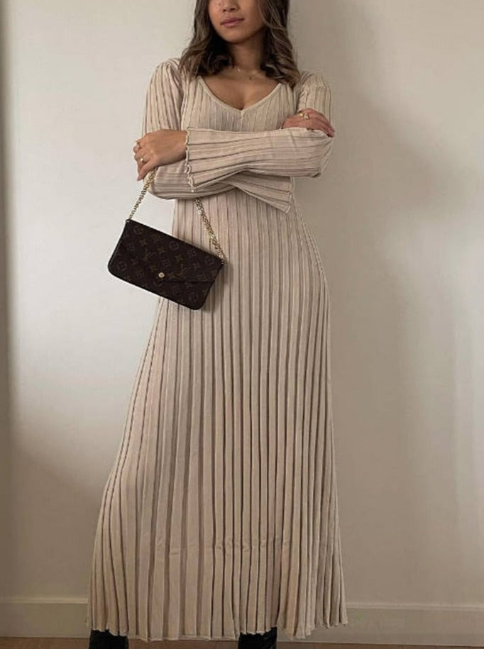 Knitted Ribbed Streetwear Maxi Dress