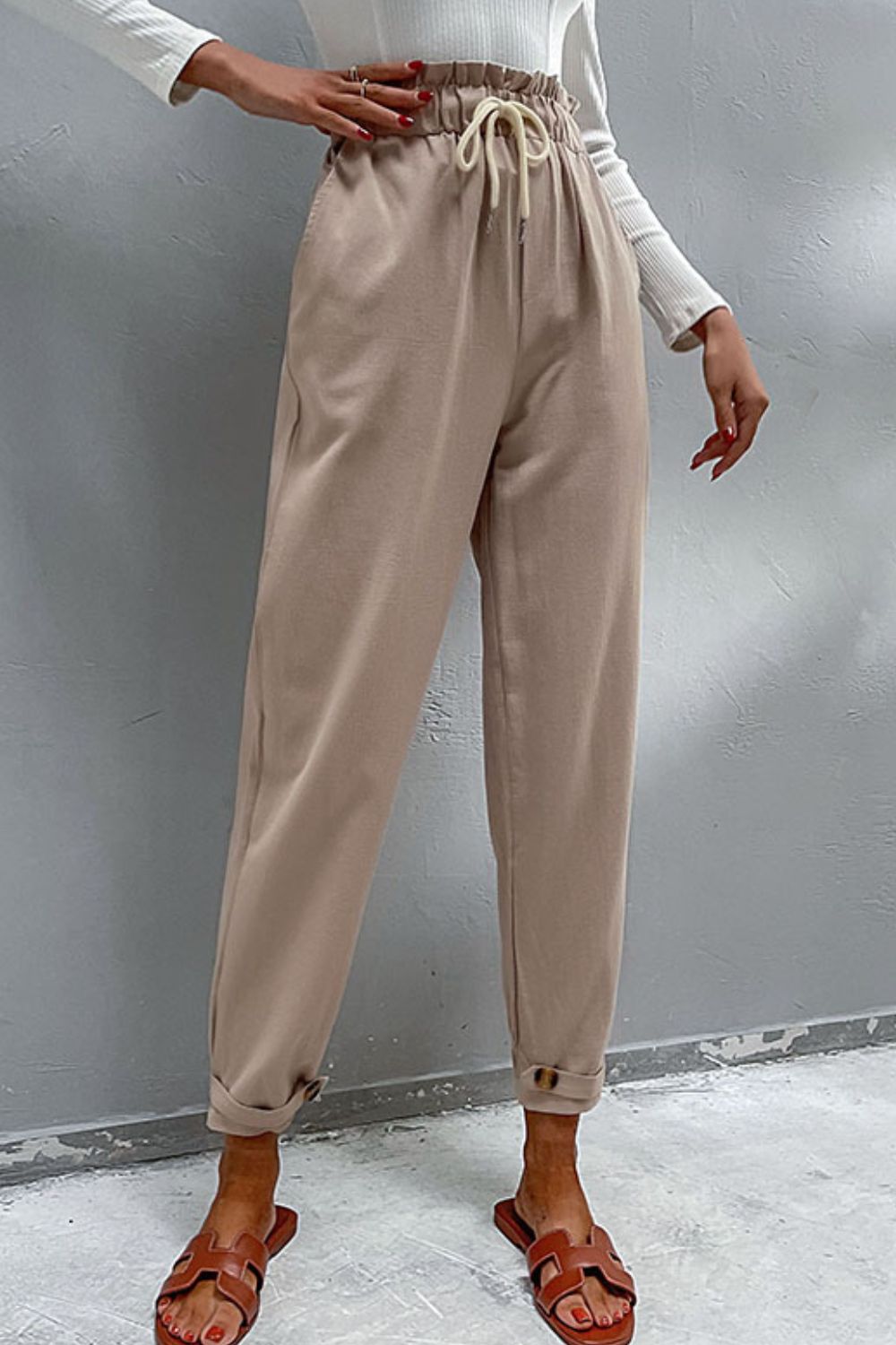 Down to Business Drawstring Khaki Pant