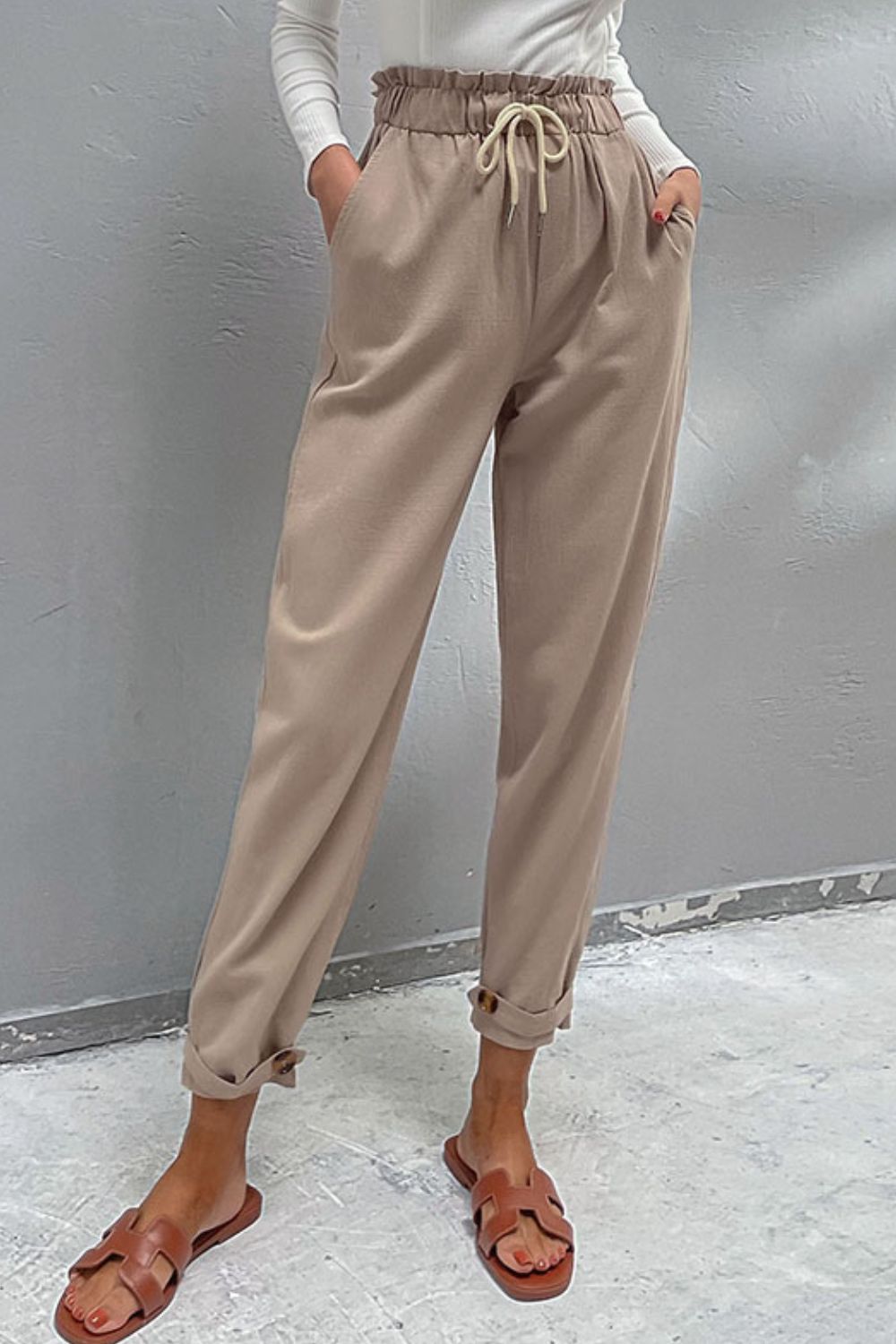 Down to Business Drawstring Khaki Pant